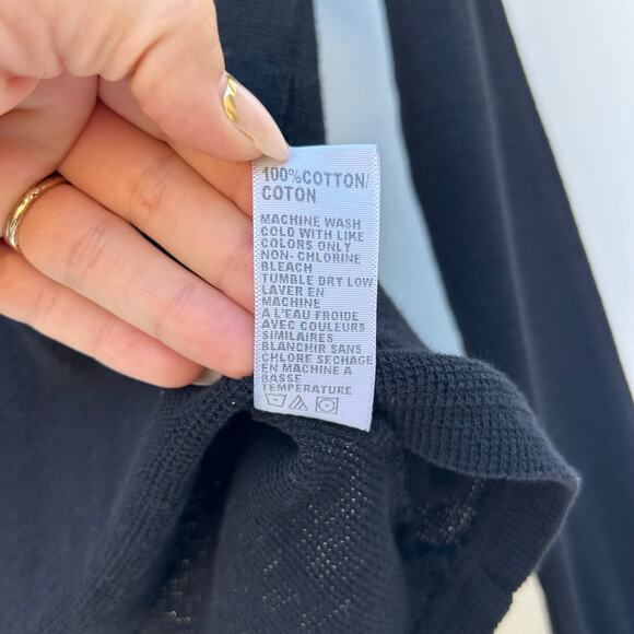 James Perse Black Long Sleeve Thermal Knit Scoop Neck Shirt Cotton Medium Size 2 - Picture 7 of 7